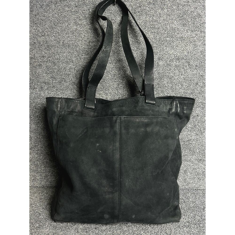 Lucky Brand Lysa leather tote asymmetrical straps buckle studs slouchy black - Picture 4 of 12
